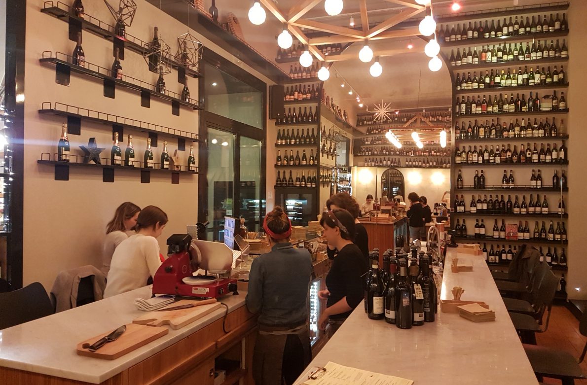 Brylla is a brilliant wine bar in Rome serving comfort wines and comfort food on a huge wraparound bar in a refined Roman neighbourhood